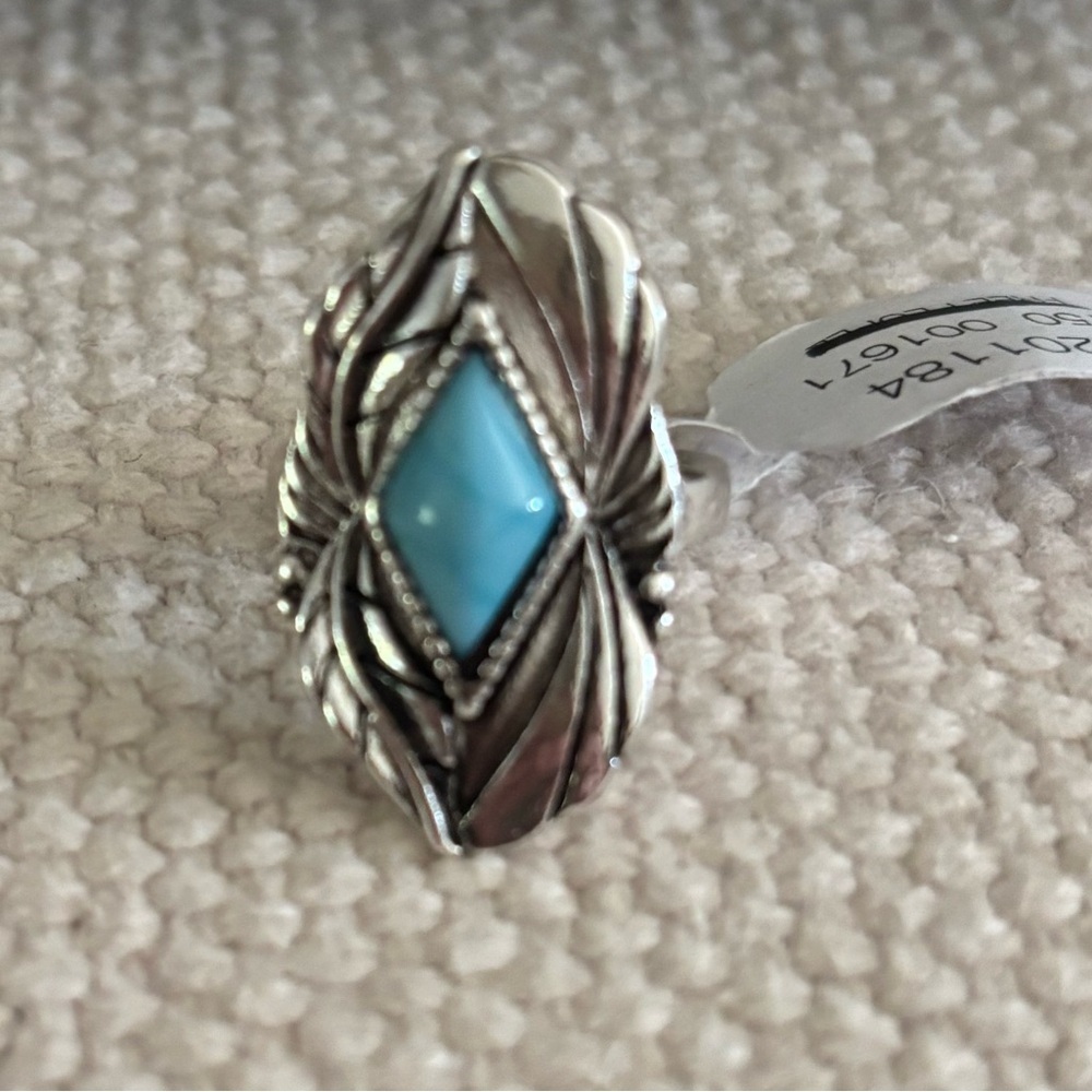 Free People Turquoise And Silver Toned Ring NWT 6 - Picture 2 of 6